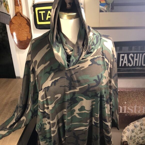 Camo Loungewear Hi Lo Poncho with Cowl Neck Comfort. Relax and disappear 🫥 - Picture 11 of 17
